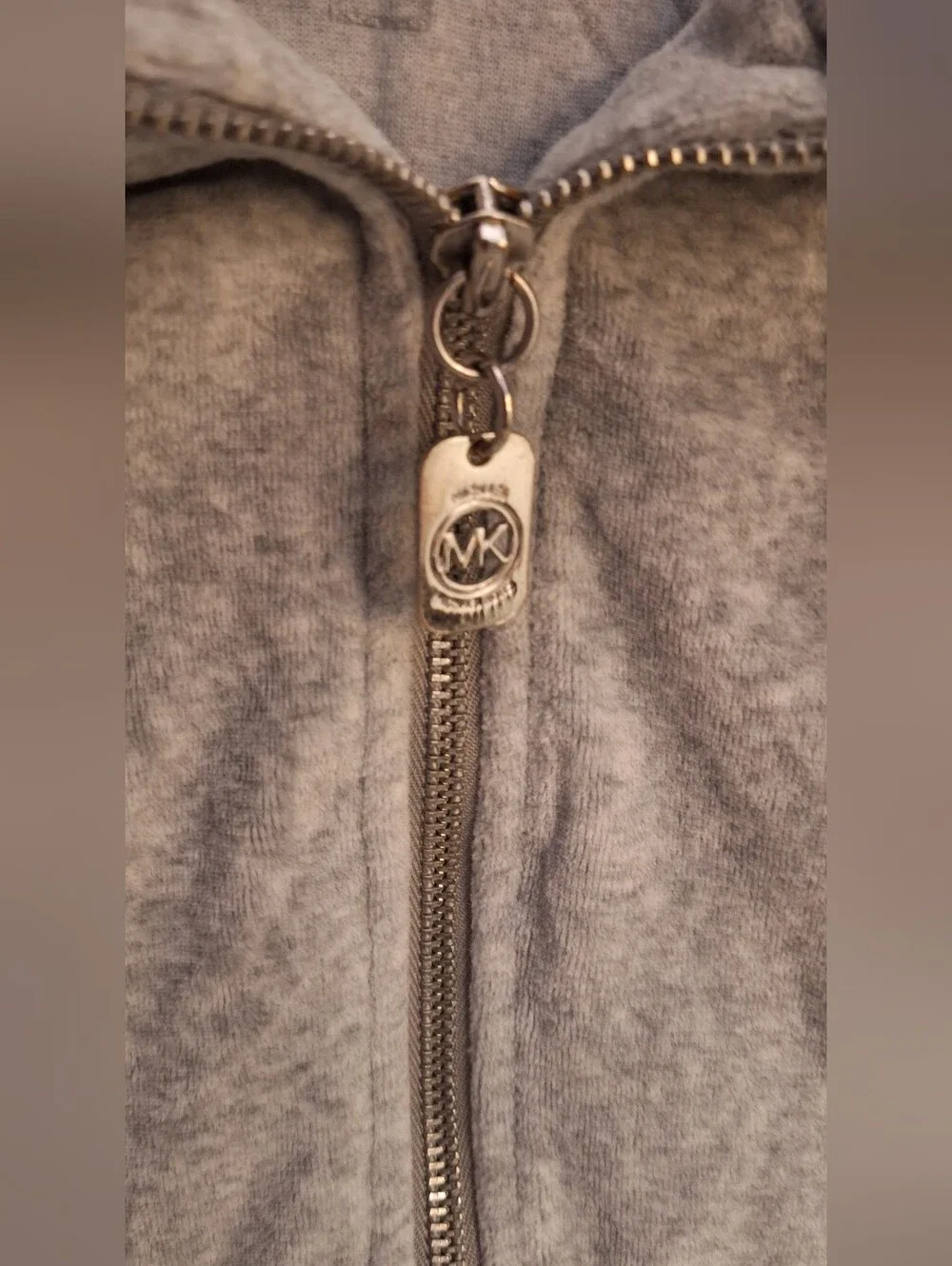 Michael Kors Gray Zip Hoodie with Branded Interior Print